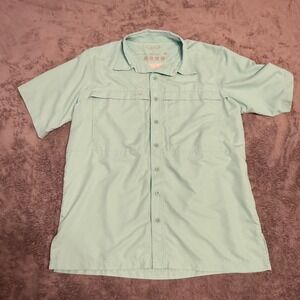 Game Guard Men's Performance Fishing‎ Shirt Short Sleeve Sz L Aqua Blue
